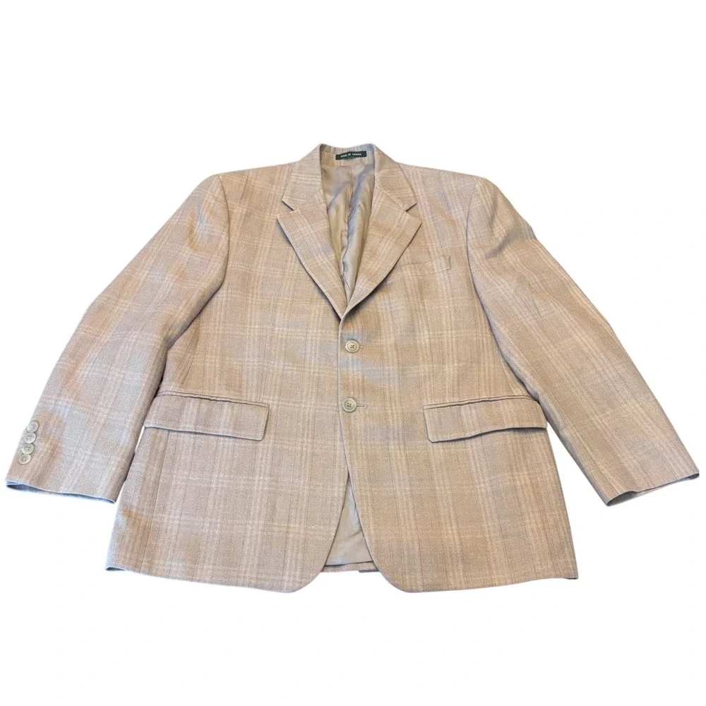 Lauren‎ Ralph Lauren | Made in Canada | Mens 40S | Silk Wool Blazer | Glen Plaid